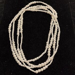 Elegant Faux Pearl Necklace 64”